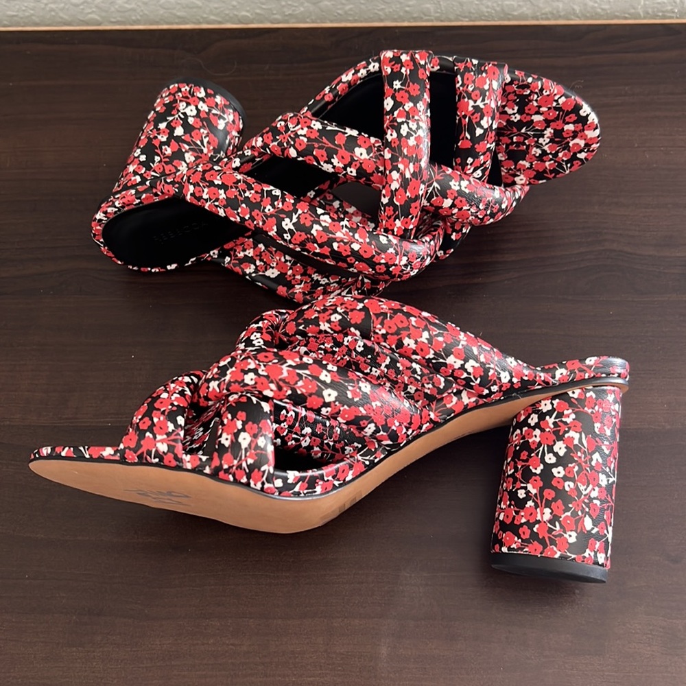 Rebecca Minkoff | Amandine Red Floral Cone Heel Sandal 7.5 NEW - Picture 4 of 9